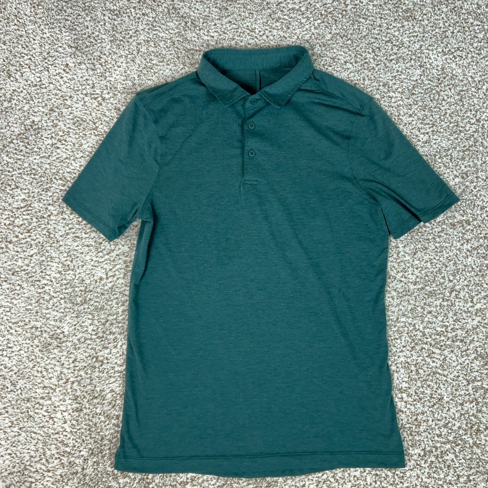 Lululemon Shirt Mens Small Green Golf Basic Breathable Sports Top Logo Casual